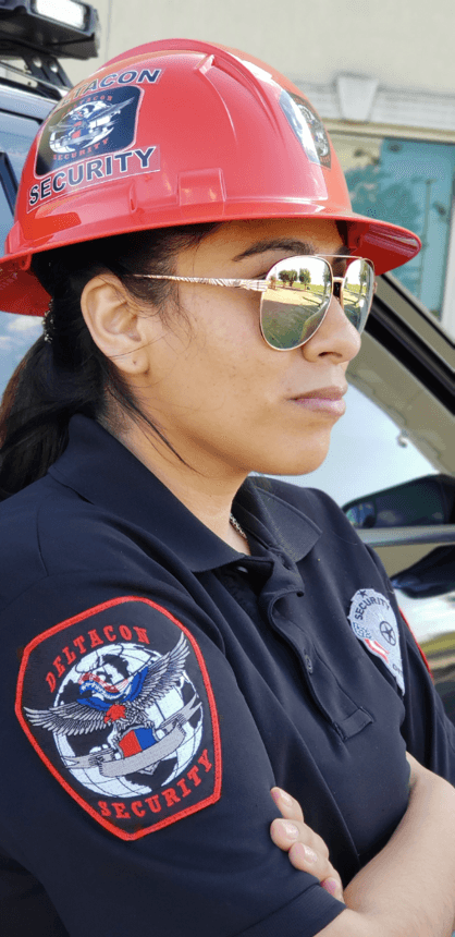 Officer Observing Activities at a Construction Site