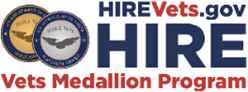 A logo for the hirevote hire medallion program.