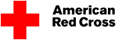 A red and black logo for american red cross.